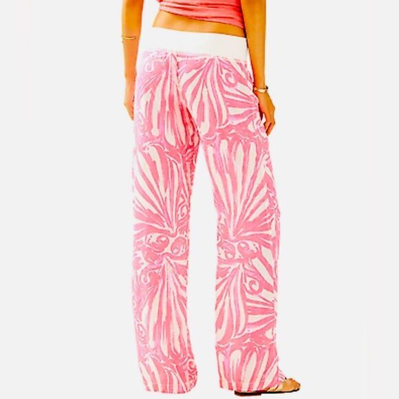 Lilly Pulitzer Linen Beach Pant Pink Sun Ray Shimmy Shimmy - Picture 4 of 9